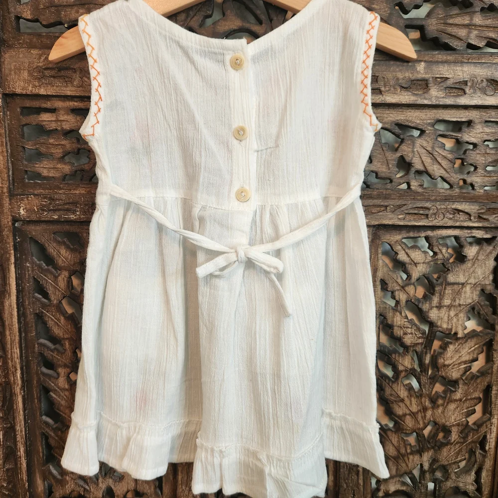 Bundle! 2 Handmade Embroidered White Sleeveless Dresses - Picture 5 of 10